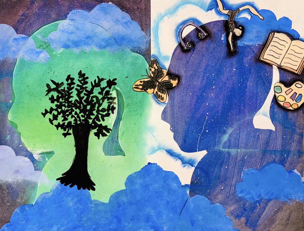 blue head with black tree