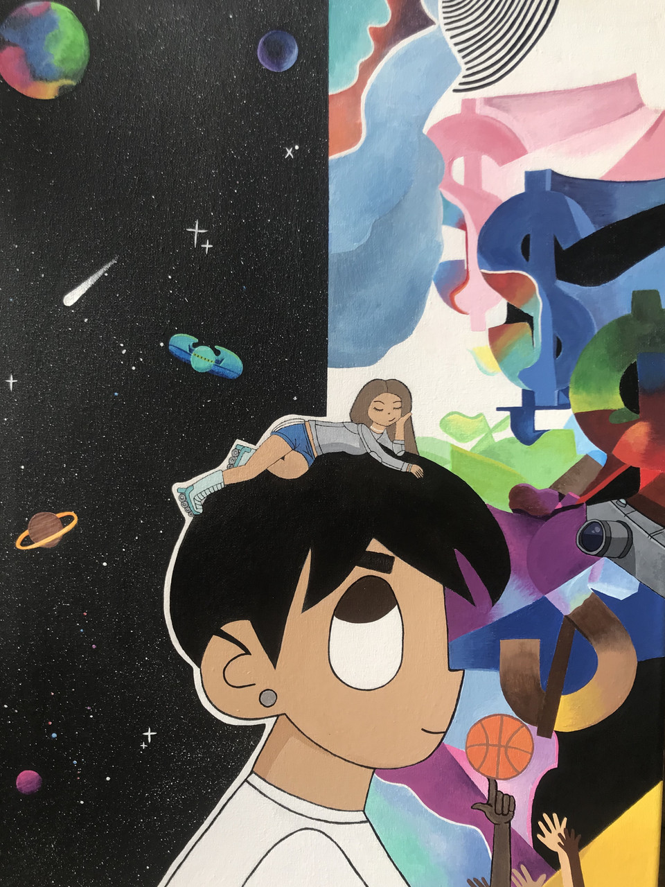 Side profile illustrationn of boy