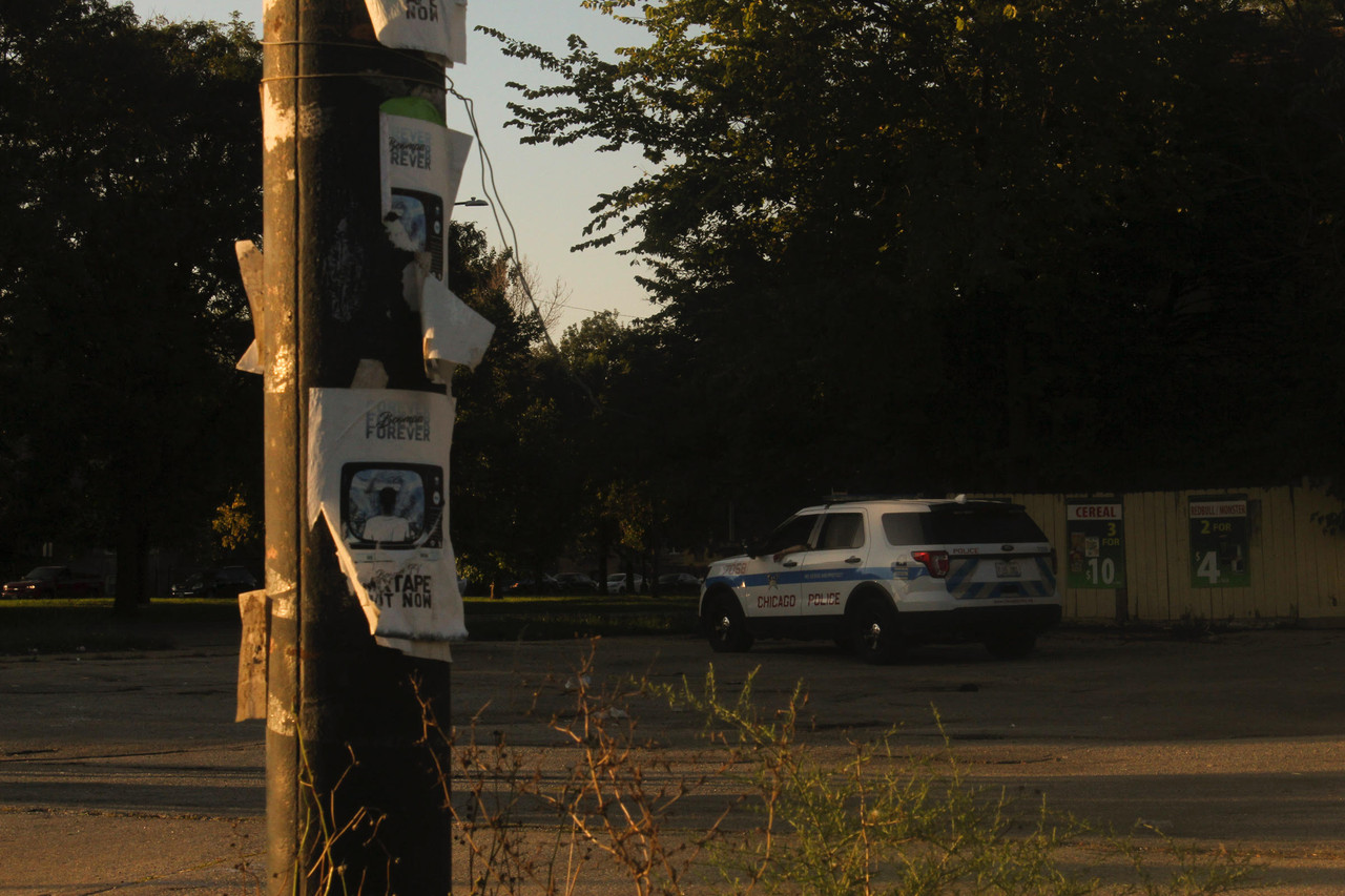 Photograph of a police car on the city's west side.