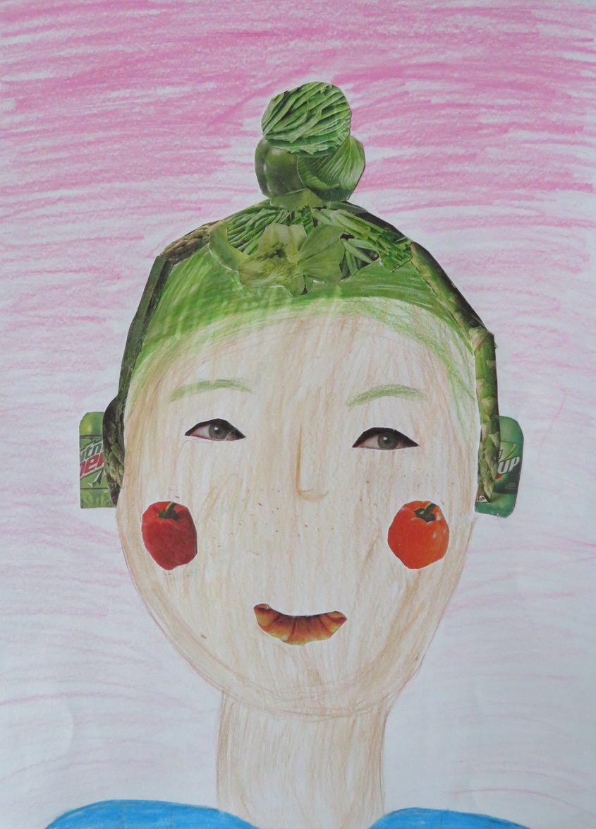 Self-portrait collage with food