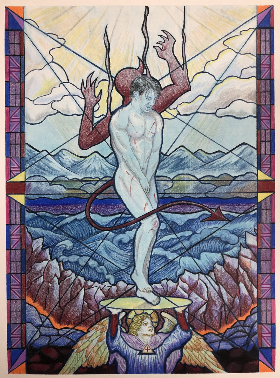 Colored pencil and chalk pastel illustration of a glass window of people from this generation.