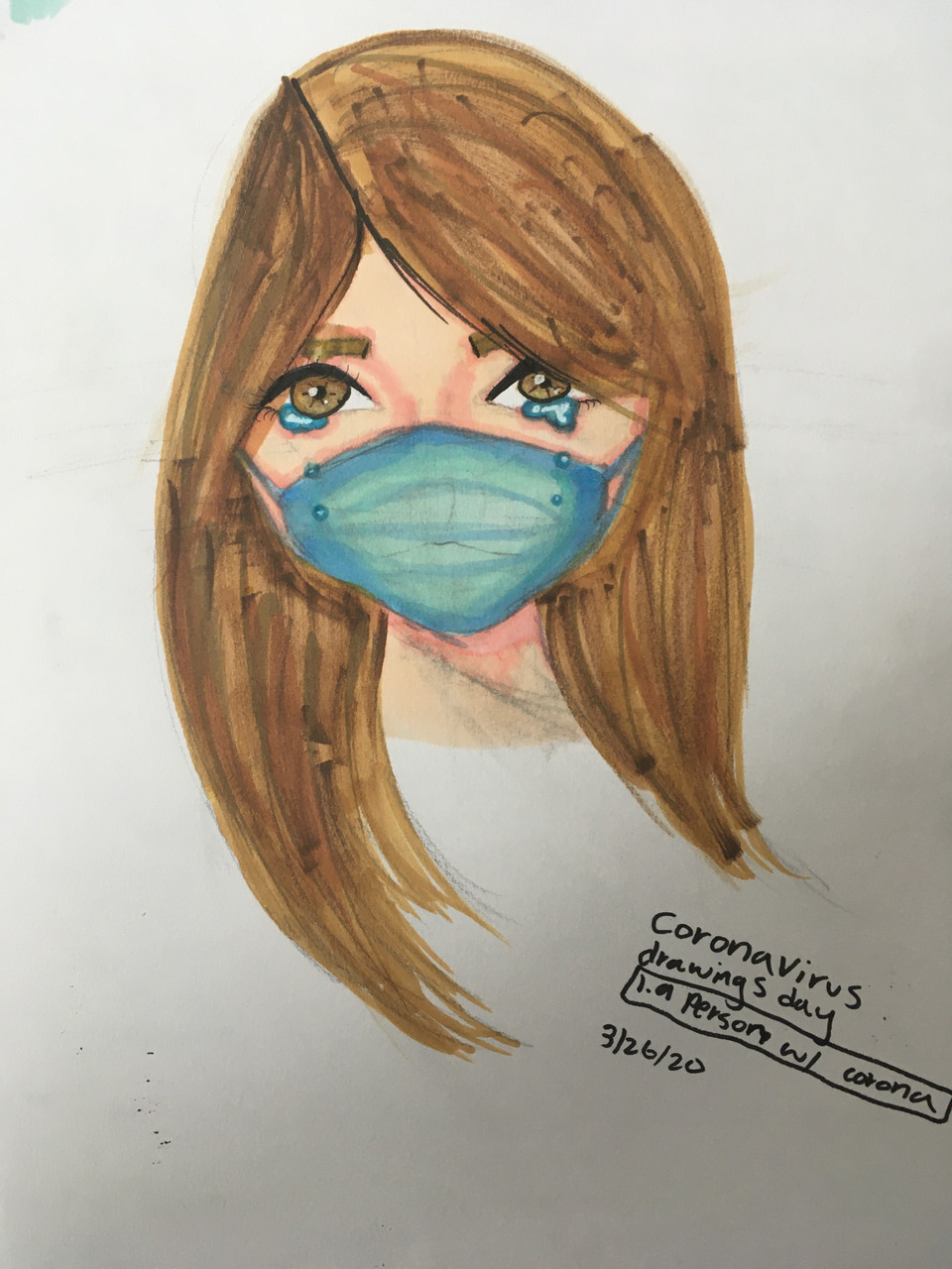 drawing of a person wearing a mask