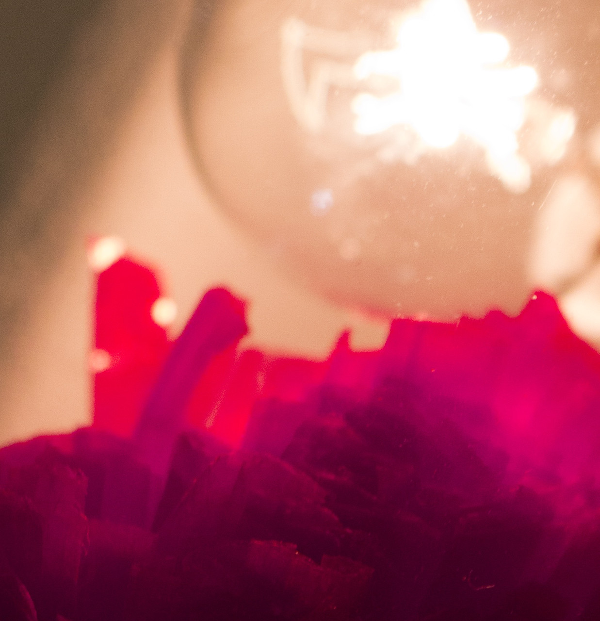 An abstract photograph with hot pink colors and bright light.