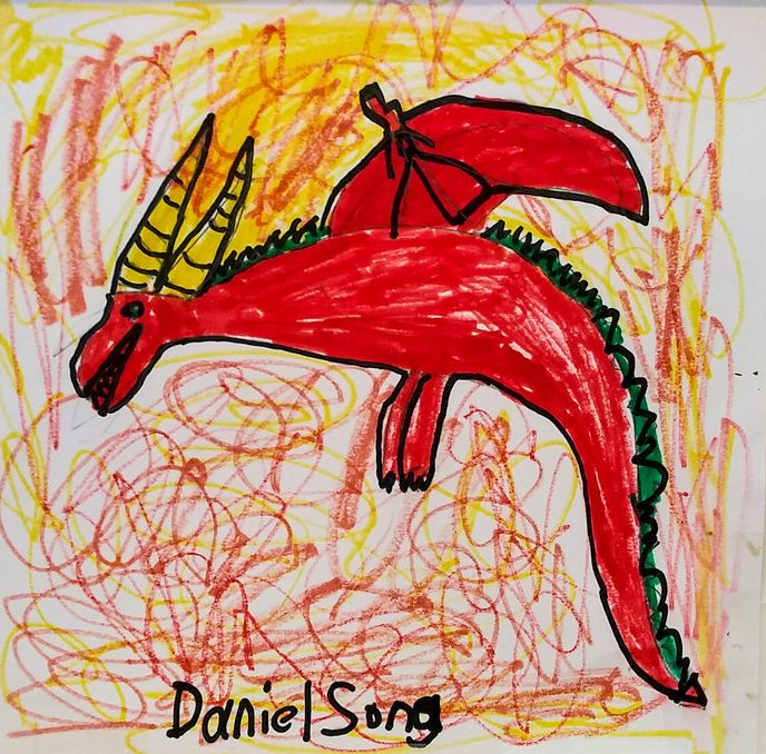 Drawing of red dragon