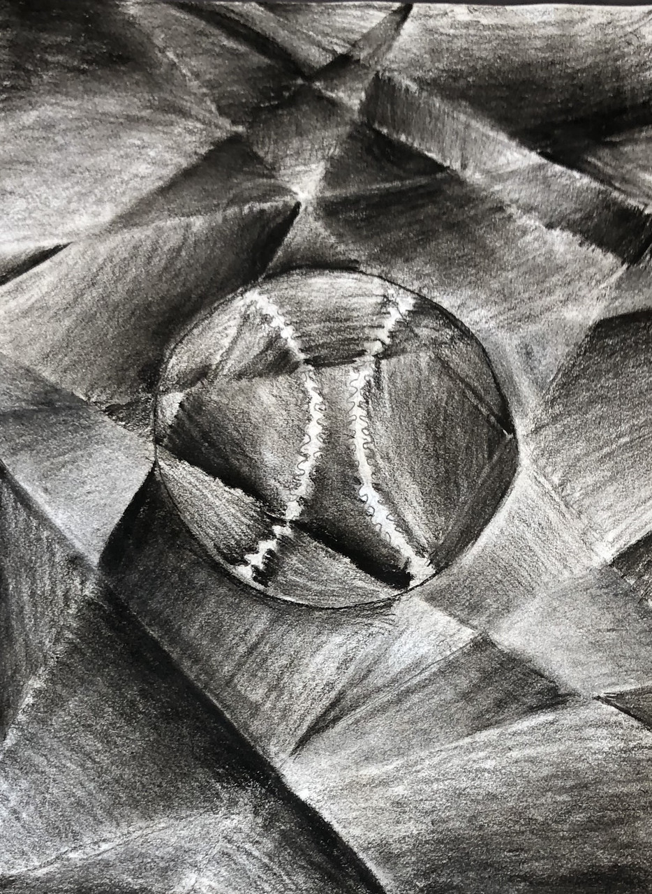 Black and white drawing of baseball