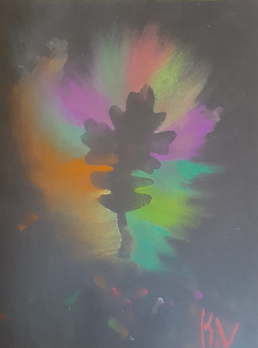 chalk pastel leaf drawing