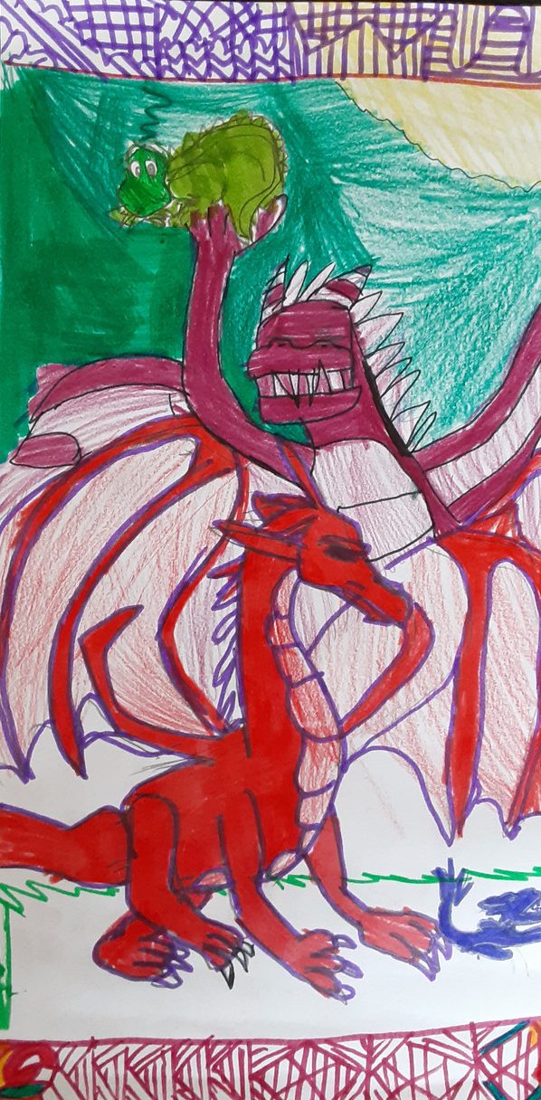 colored pencil dragon illustration