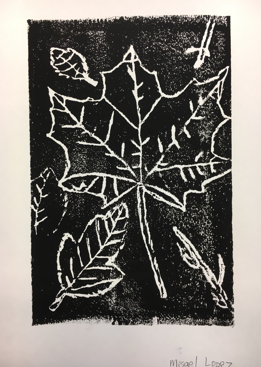 Ink print of leaves design