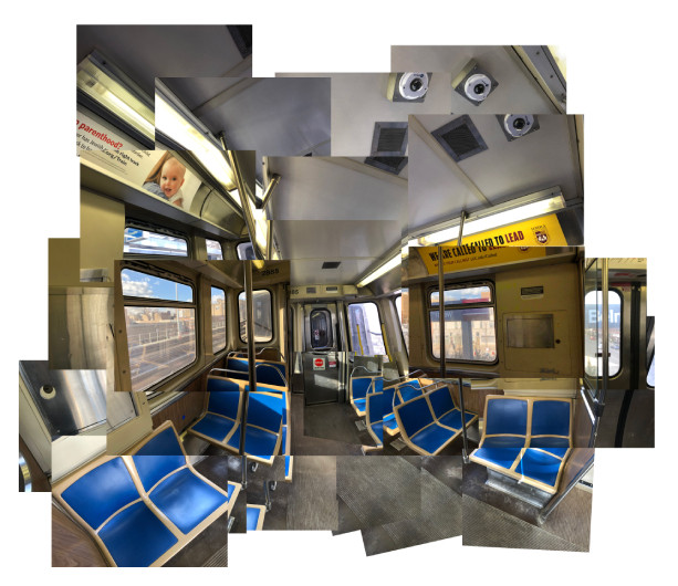 Patchwork photo of the inside of a CTA train