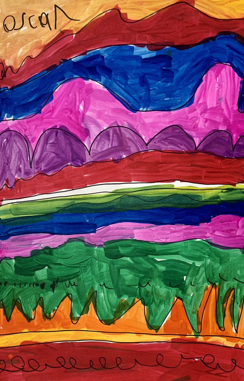 Abstract picture with colorful, undulating forms