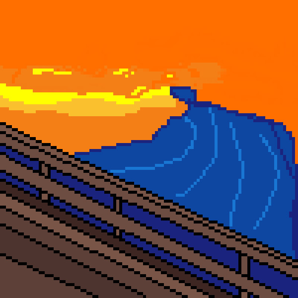 bridge with orange sky