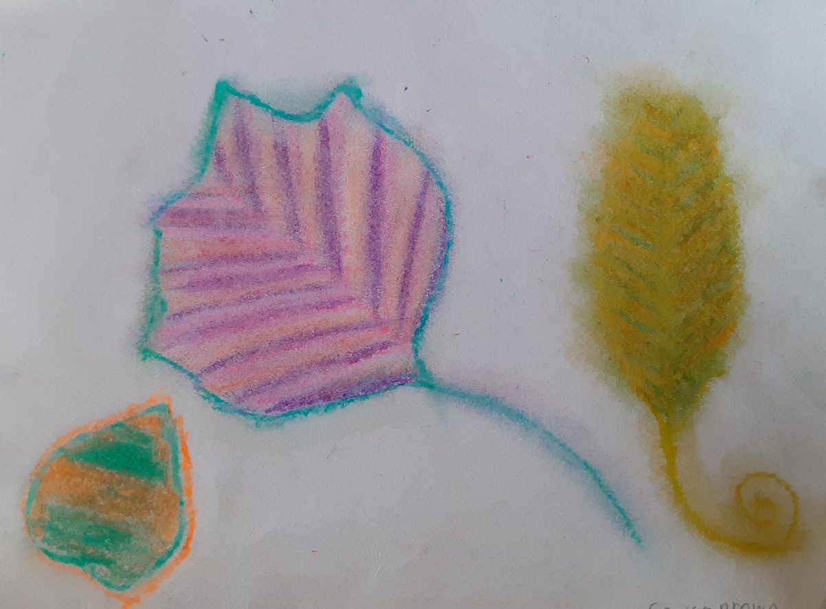 chalk pastel leaves