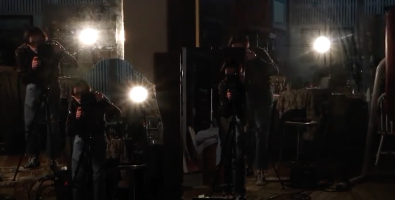 Abstract photograph of a student with three lights