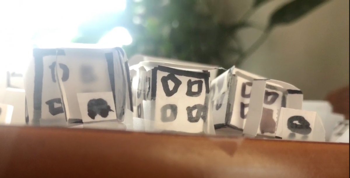 Black and white paper houses