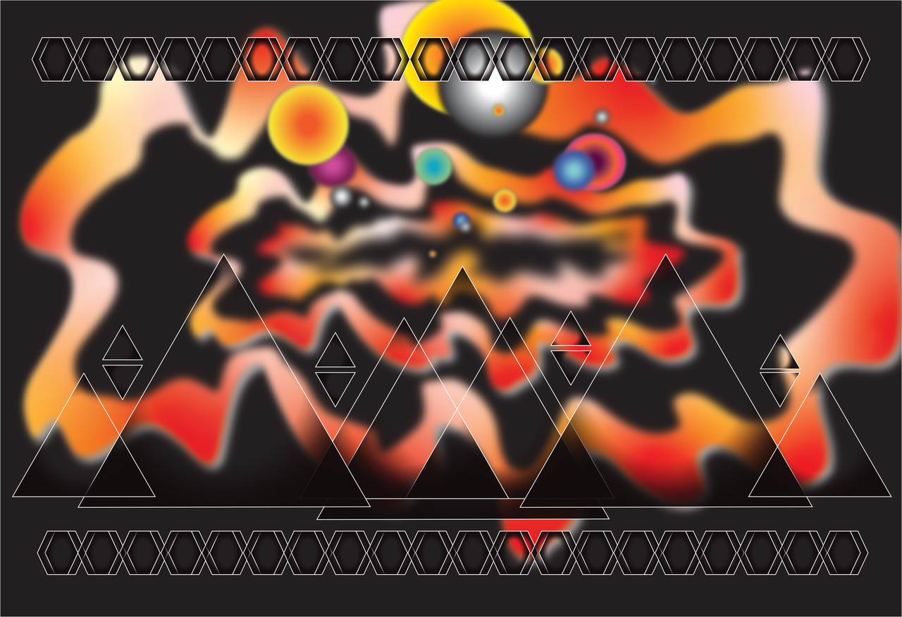 Digital image of mountains and gradient on black background