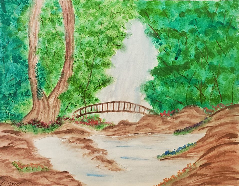 Painting of forest scene