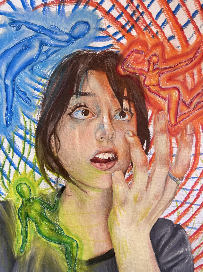 colored pencil and gel pen print