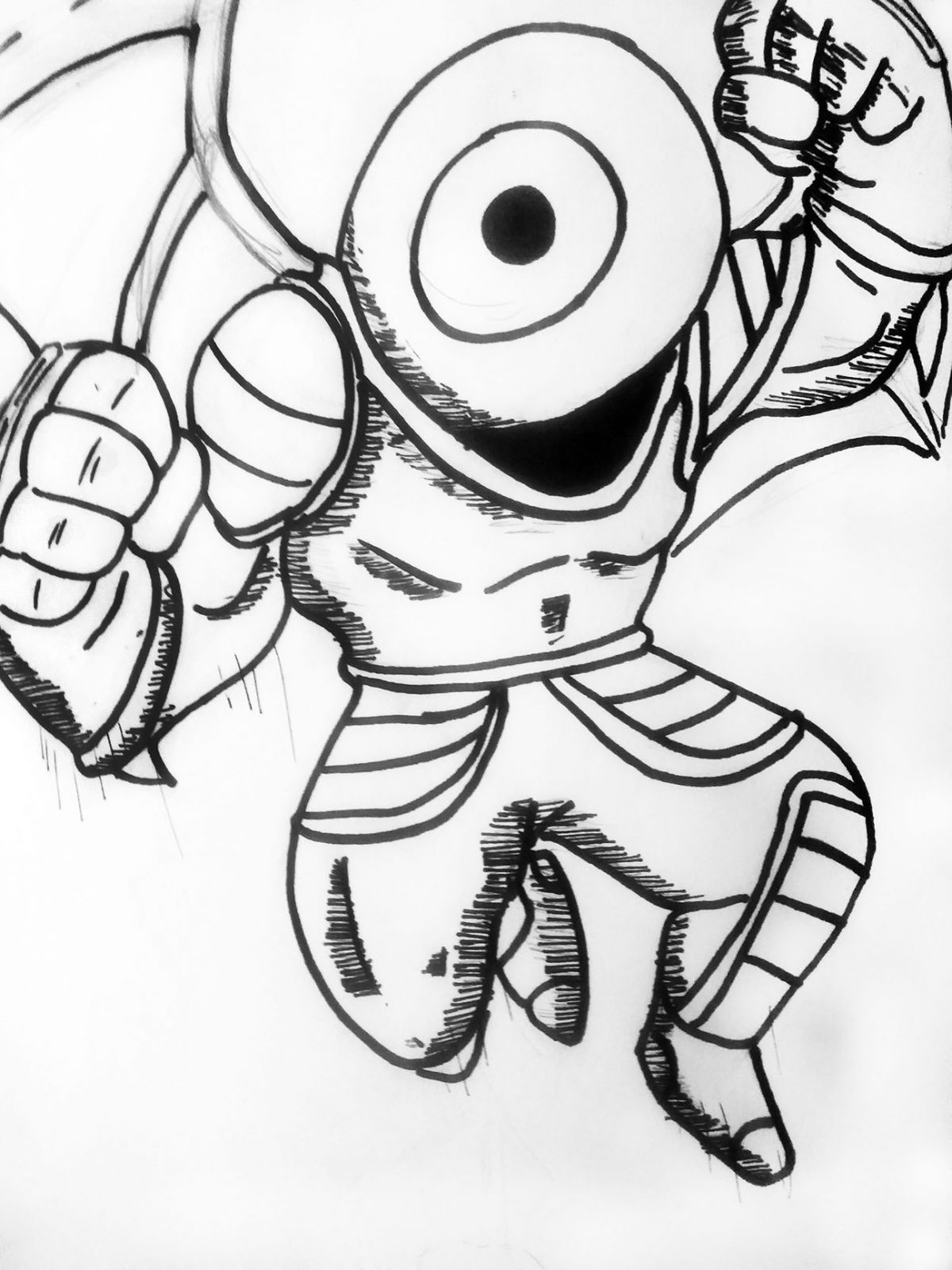 fighter with eyeball for a head