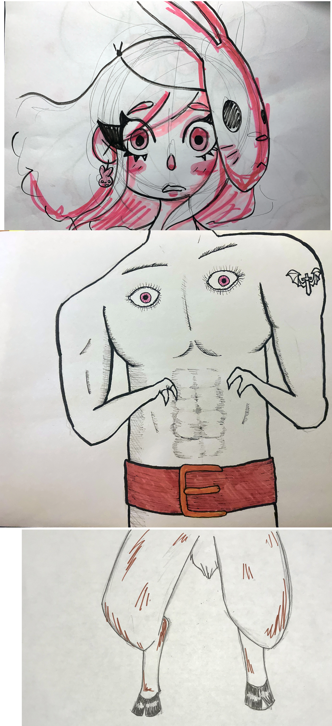 A 3 person collaborative drawing.