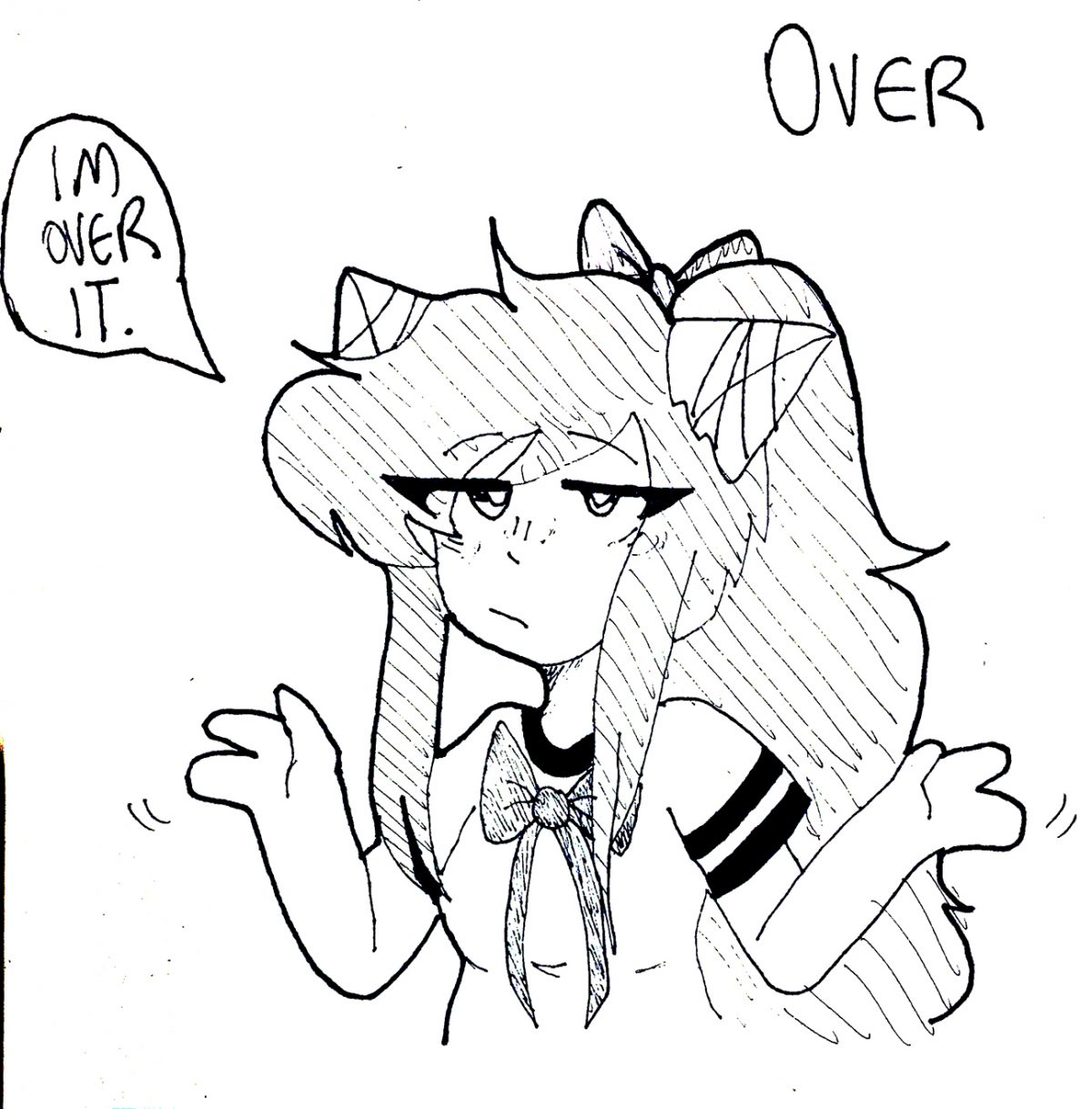 Girl with horns saying "I'm Over it."