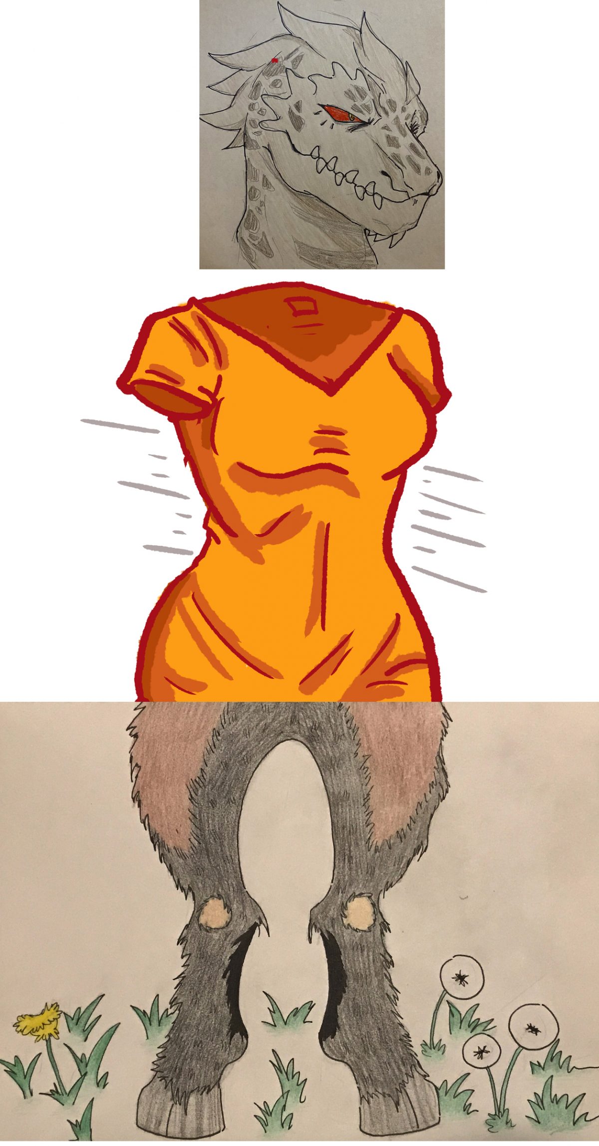 A 3 person collaborative drawing.