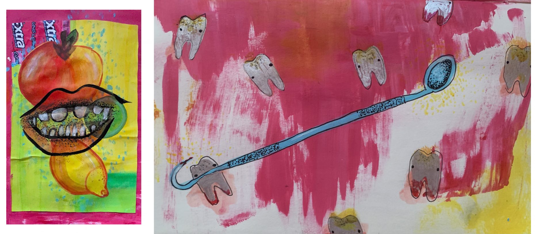 Paintings of mouth and teeth