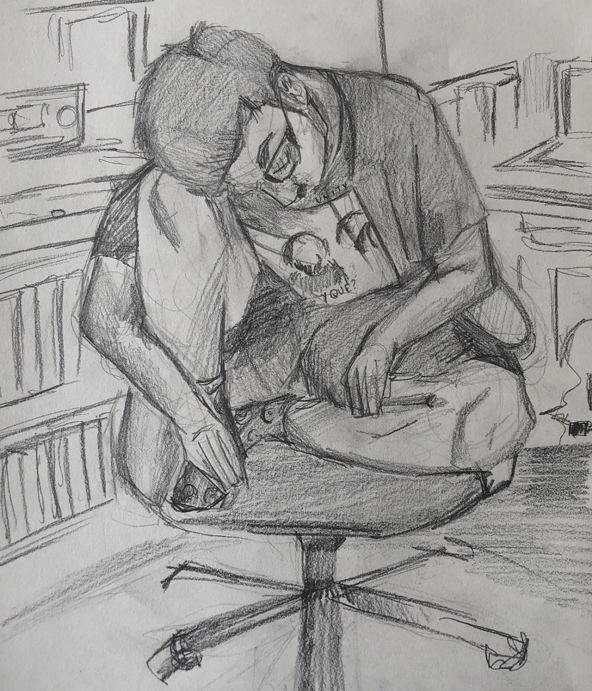 sketch of person sitting on office chair