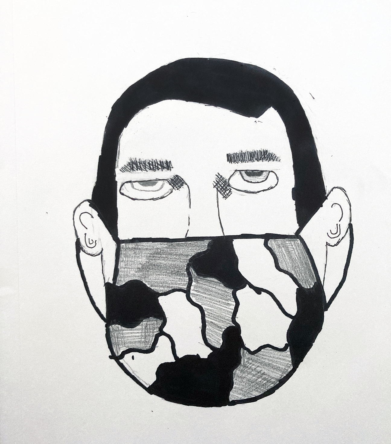 person with camo mask