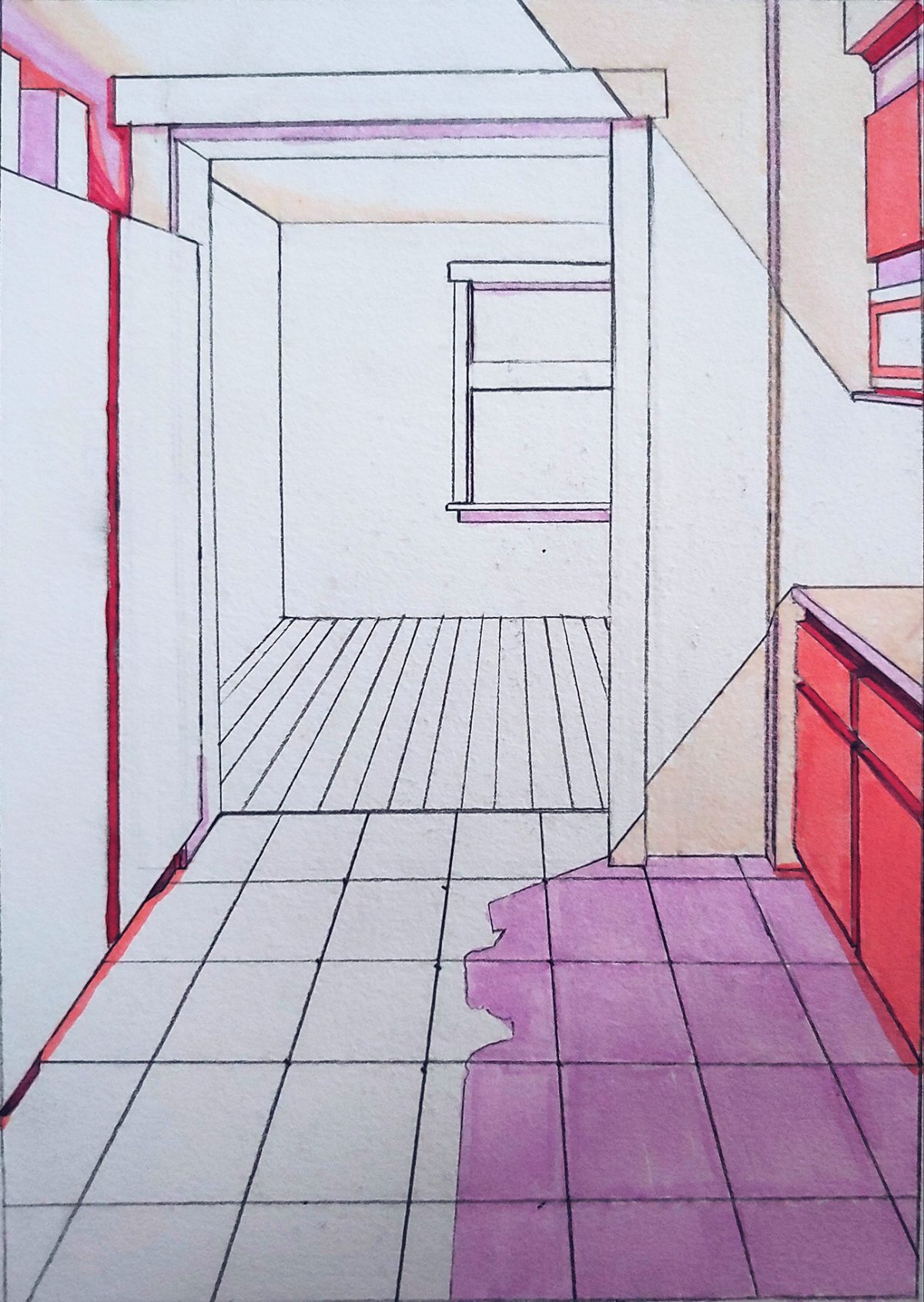 perspective of interior with counter