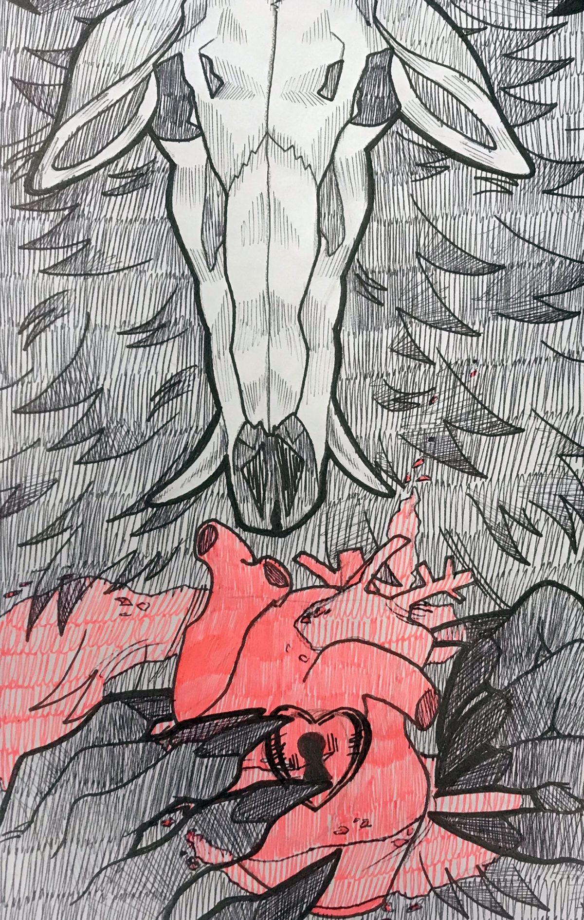 heart with keyhole and skull above it