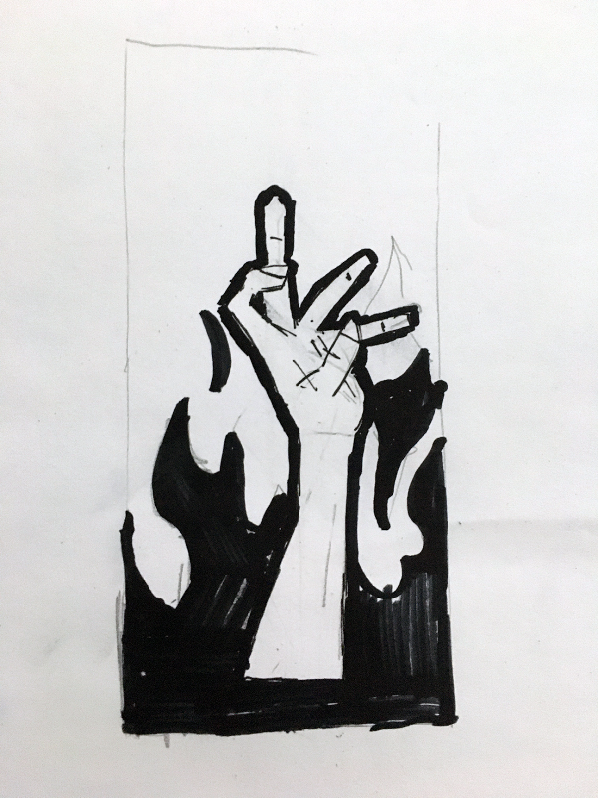 hand coming out of fire