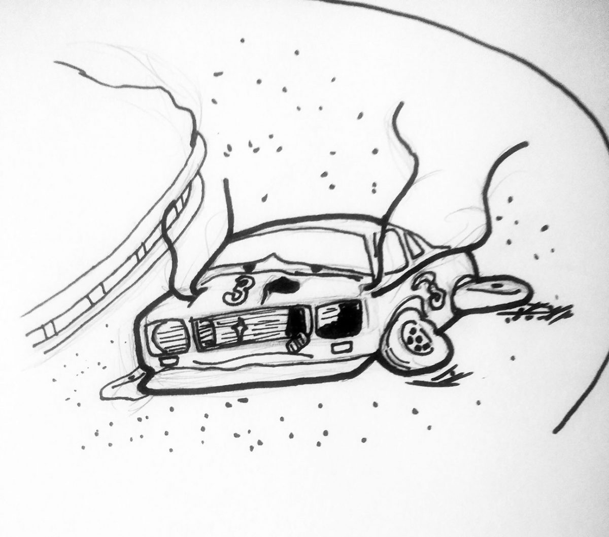Broken racecar