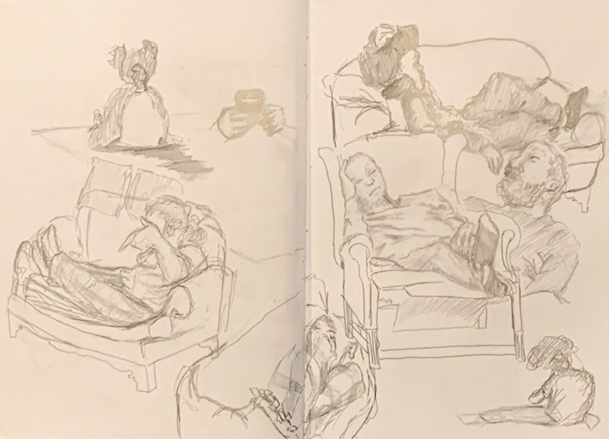 sketches of people in chairs