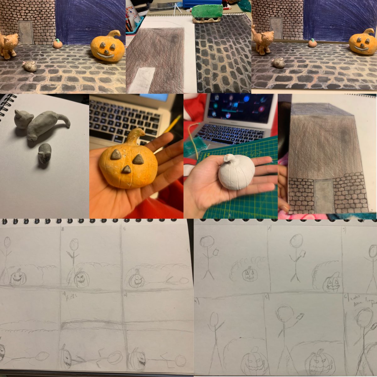 Composite image of sketches and storyboards
