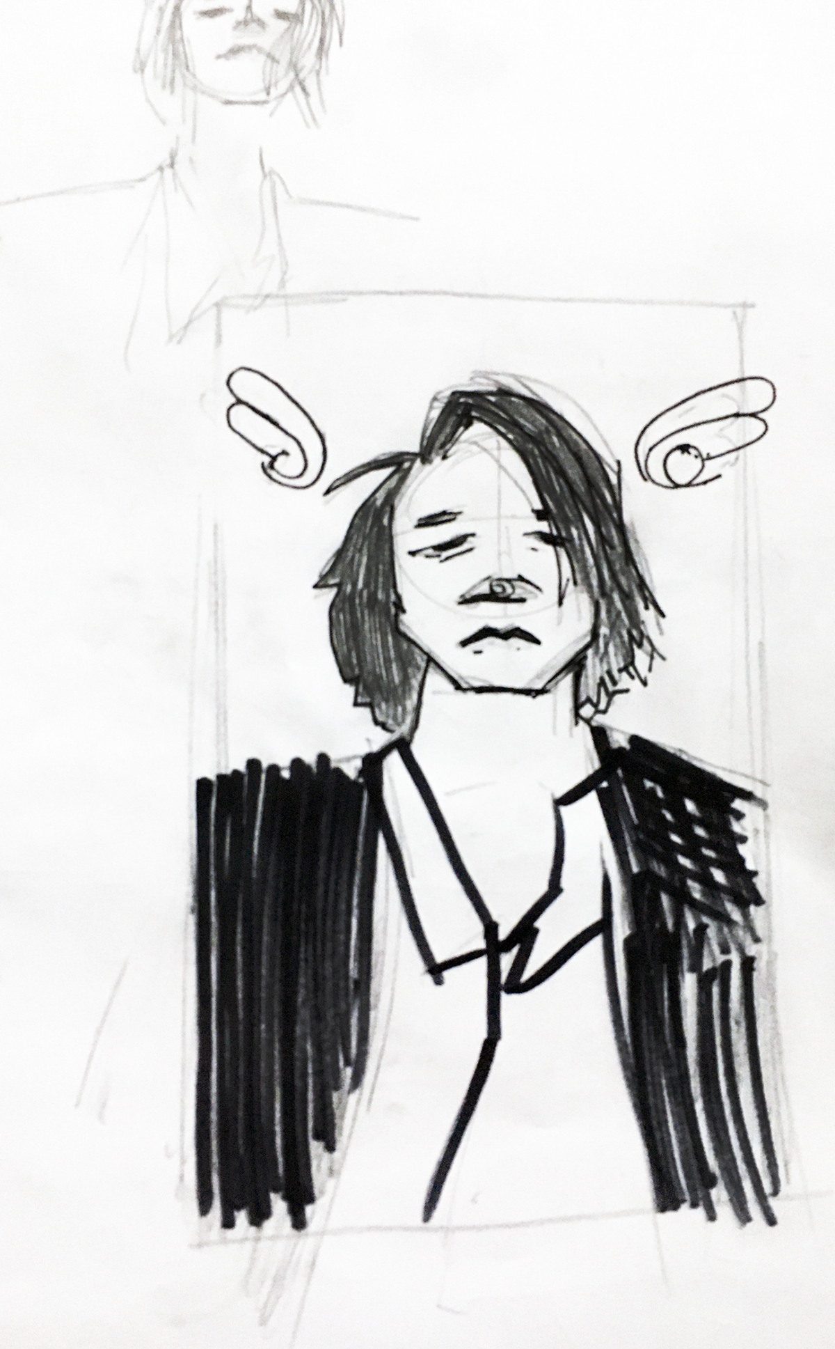 person with wings near their head