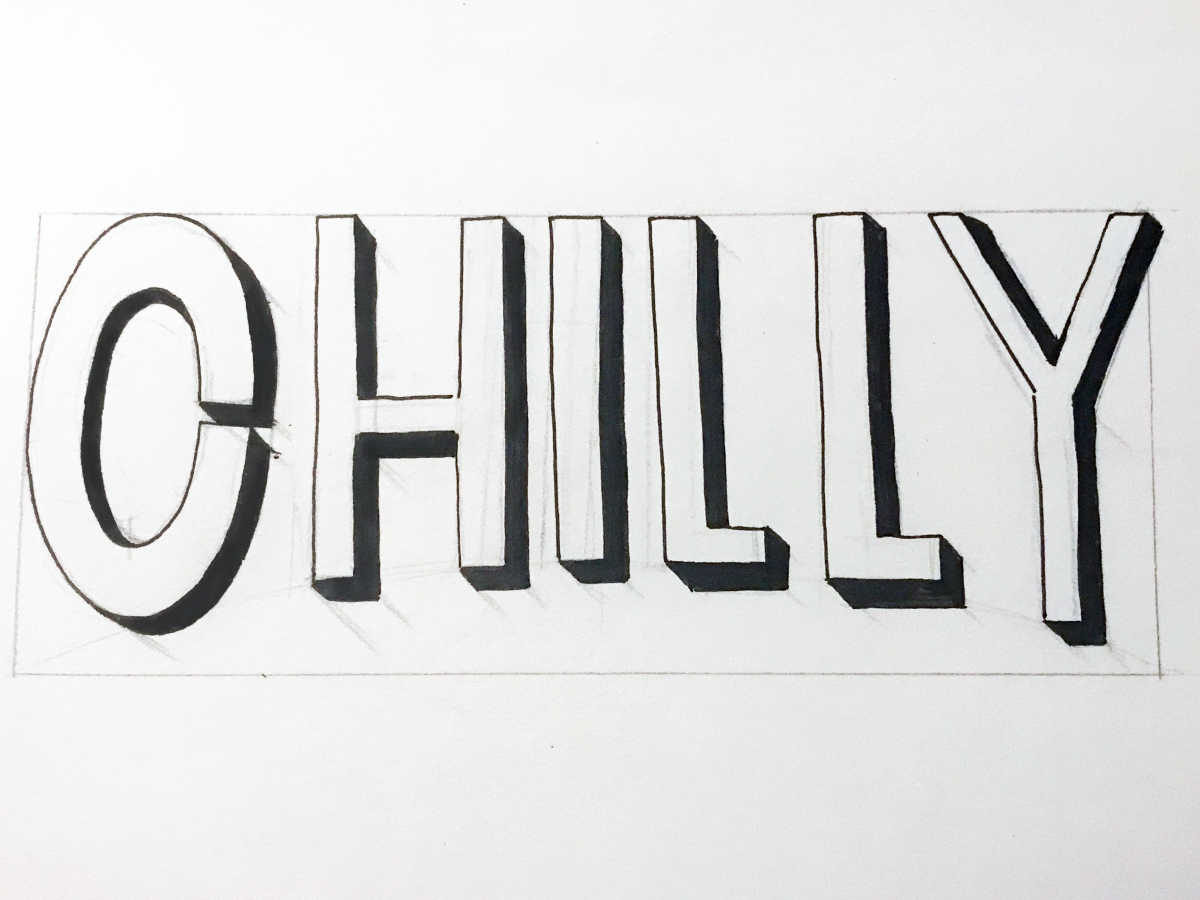 "Chilly" in b/w block letters