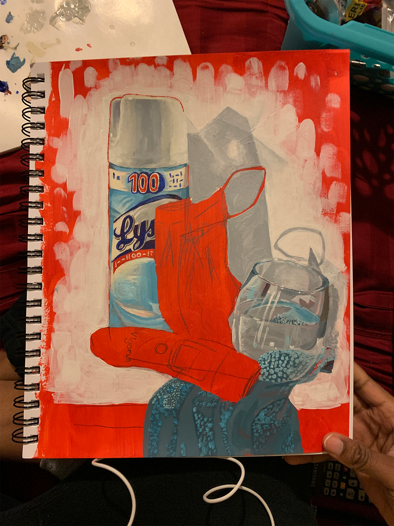 Still life of Lysol and PPE