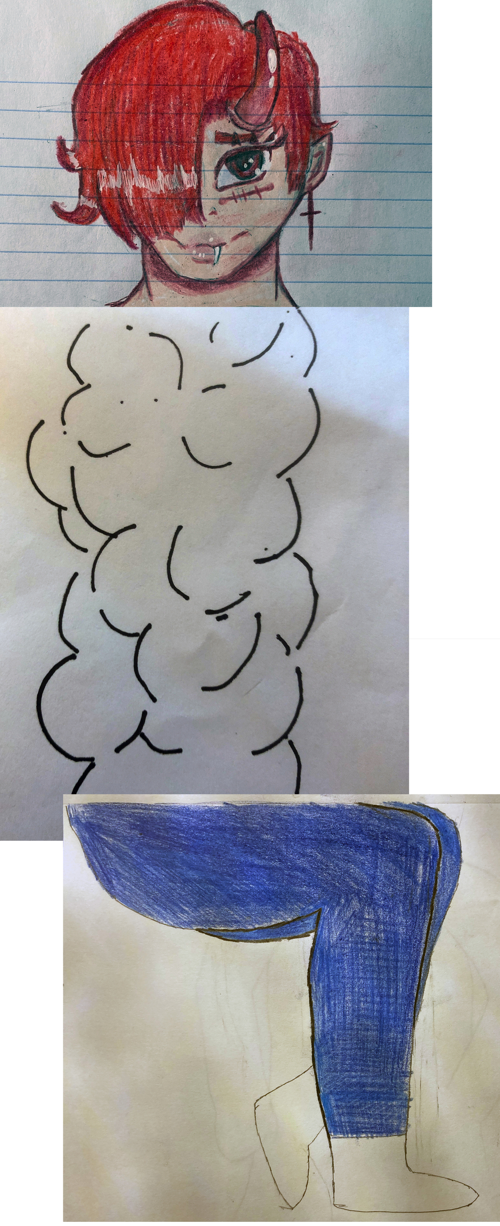 A 3 person collaborative drawing.