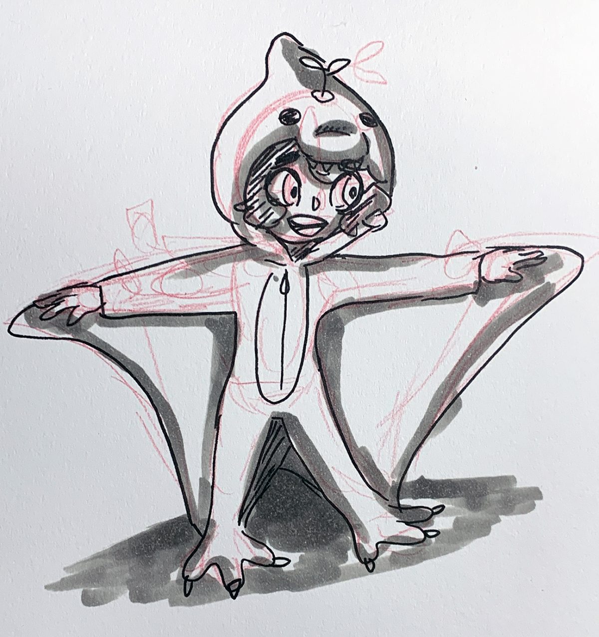 person in dinosaur costume