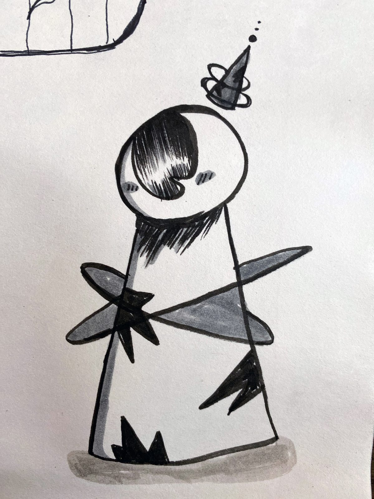 triangular shape with sphere at the top