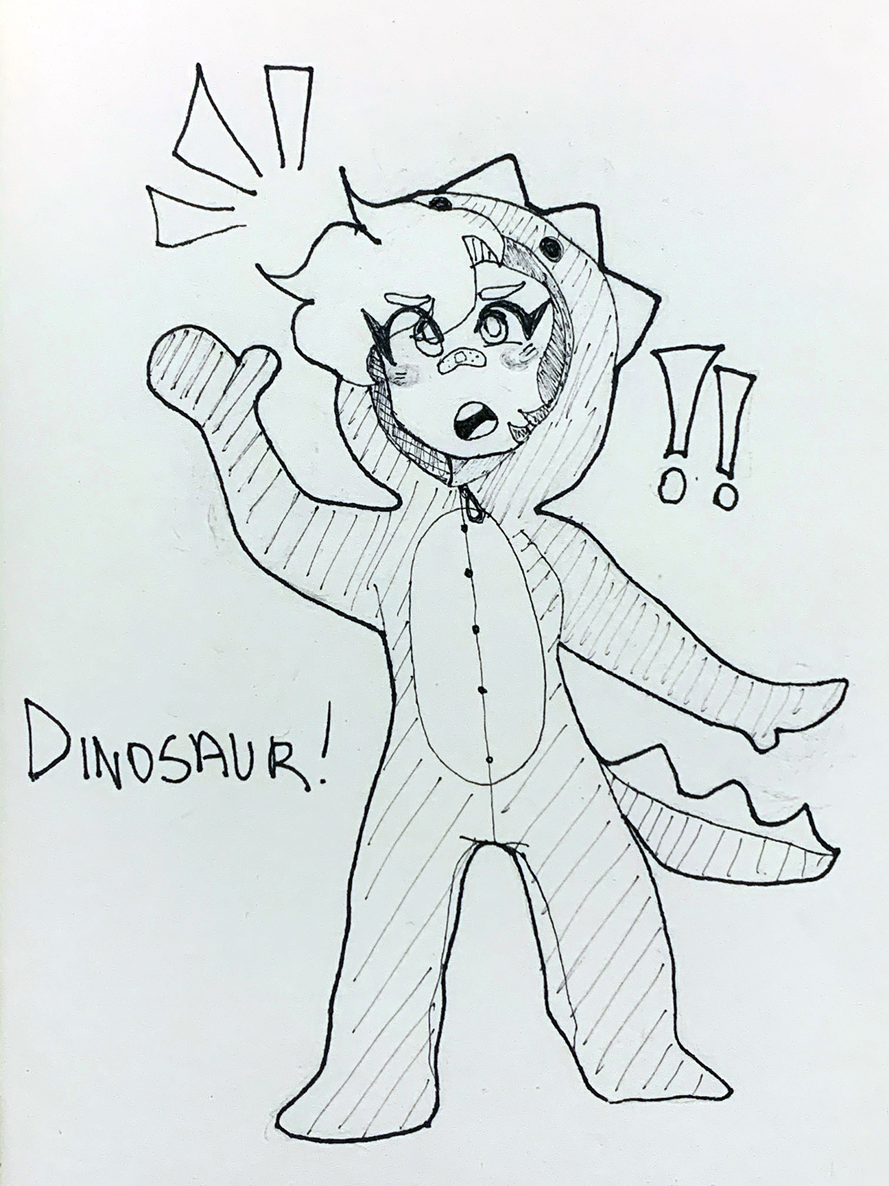 person in dinosaur costume