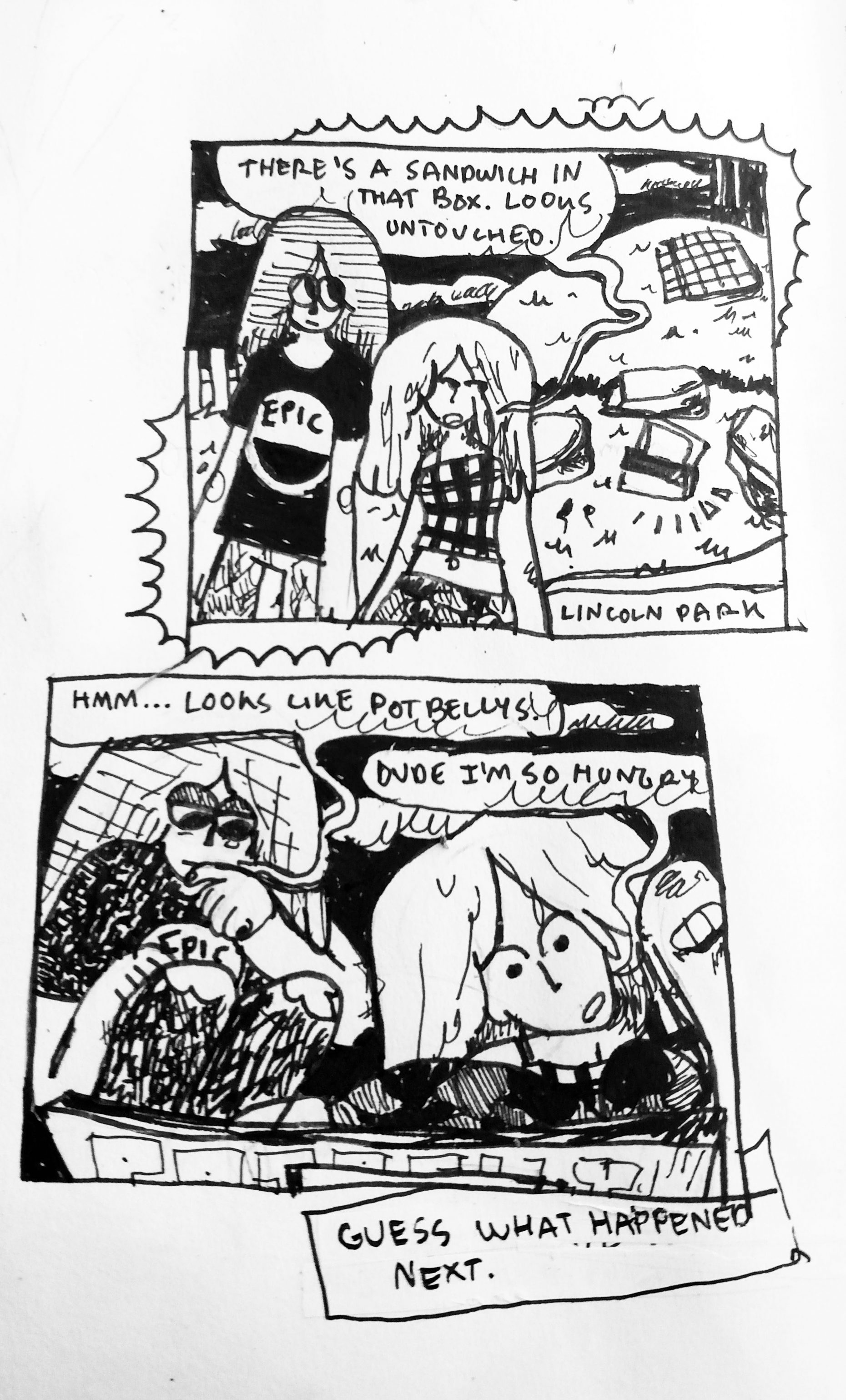 Comic with two people talking about sandwiches