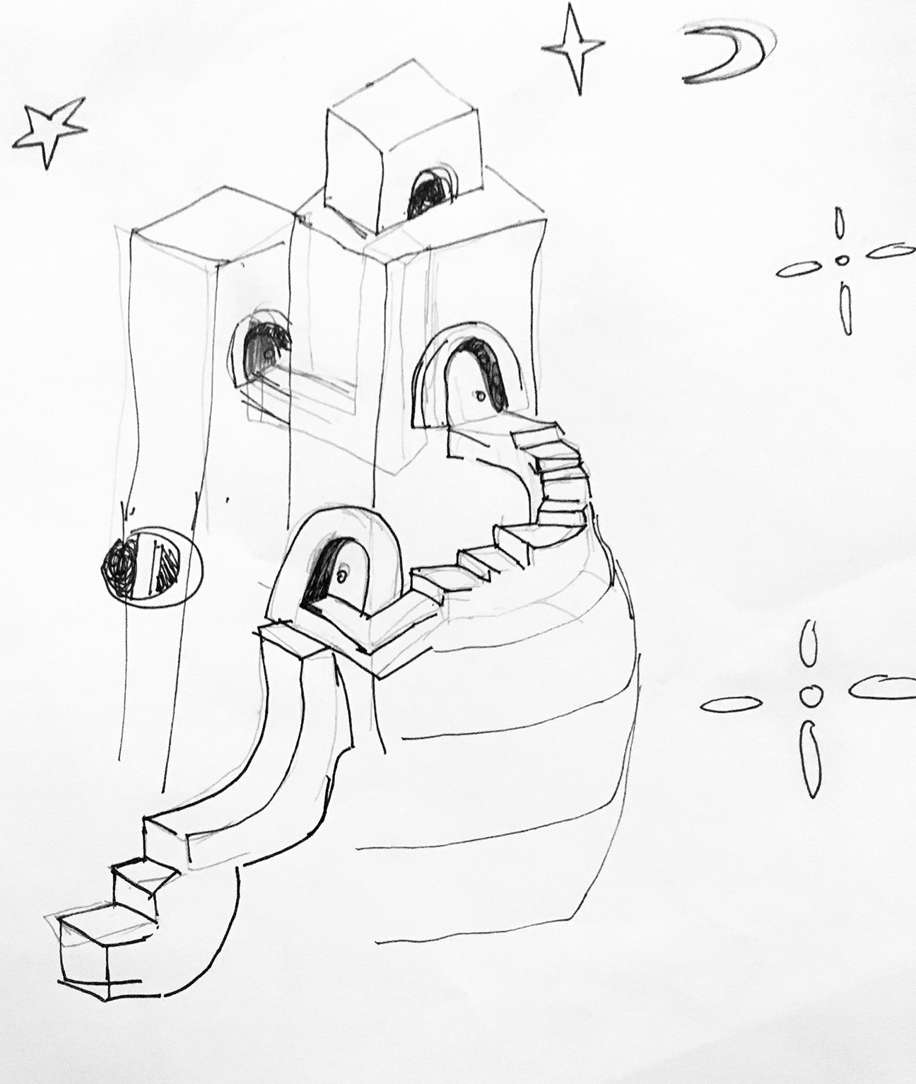 stairs going up to doors