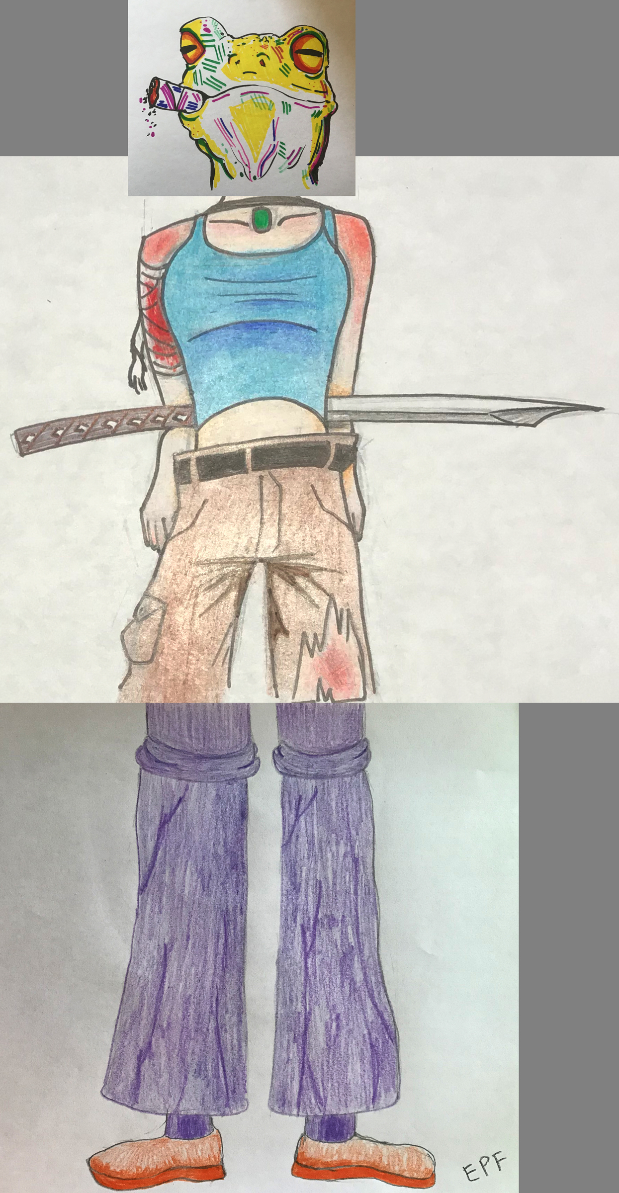 A 3 person collaborative drawing.