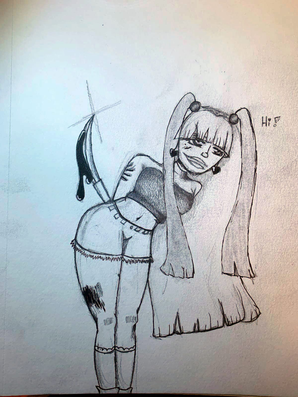 woman with knife behind her back