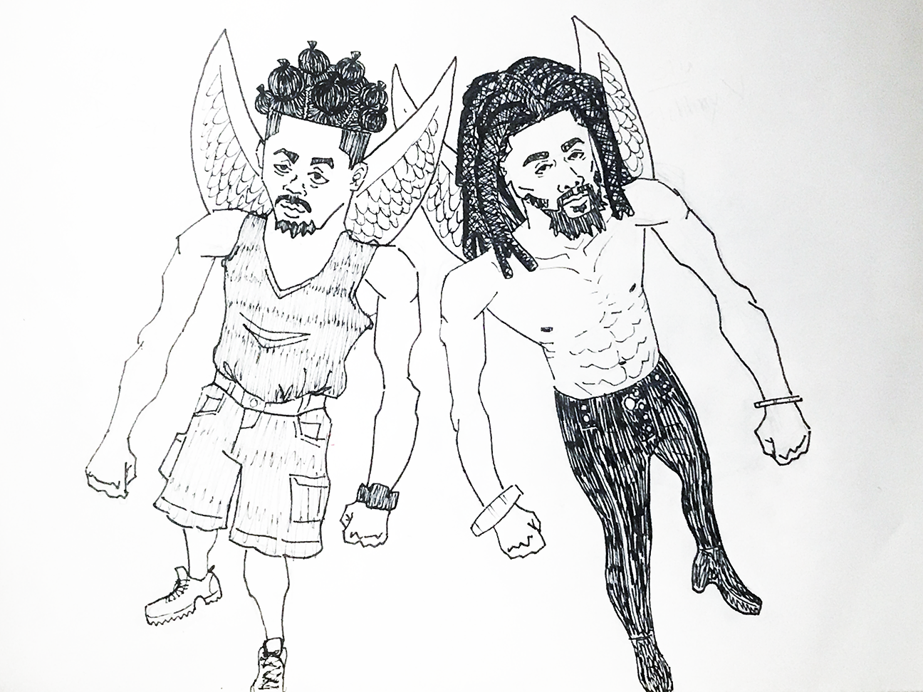 two strong people with wings