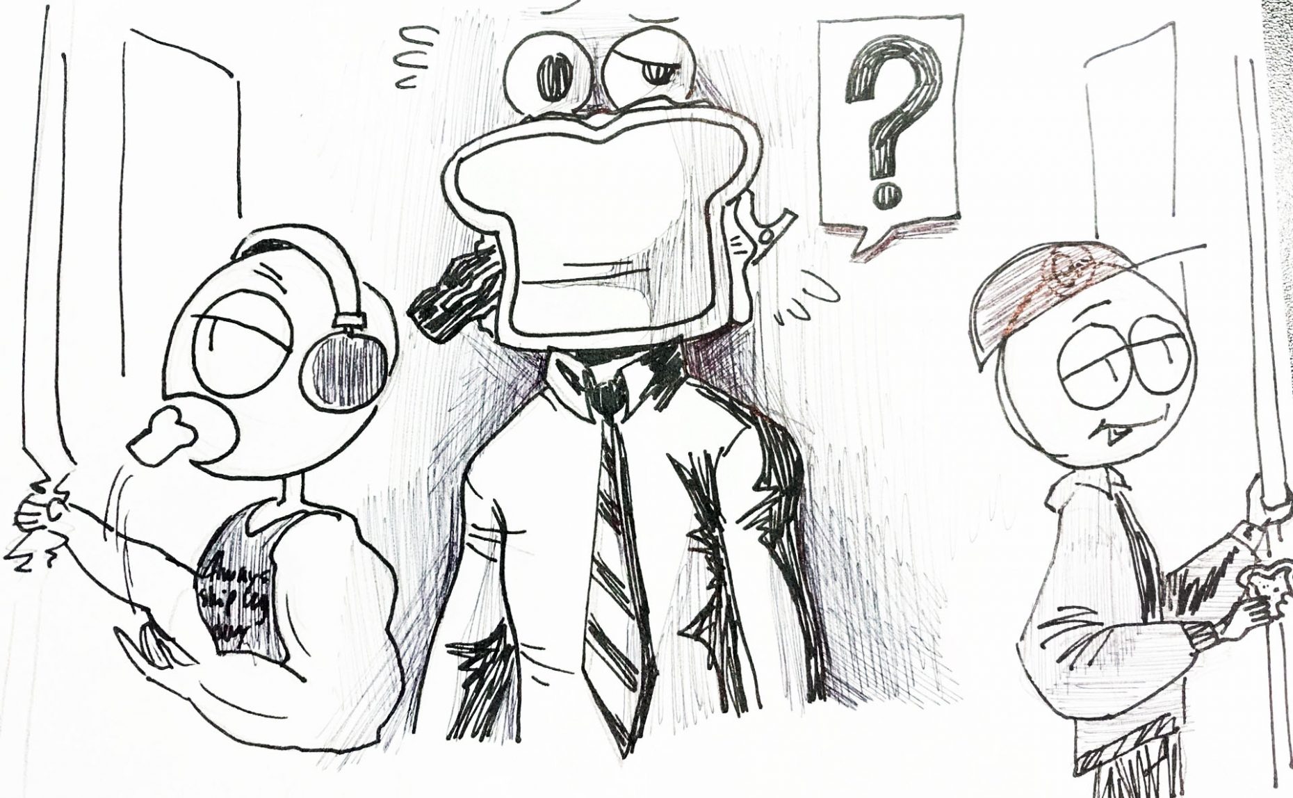 person with sandwich head