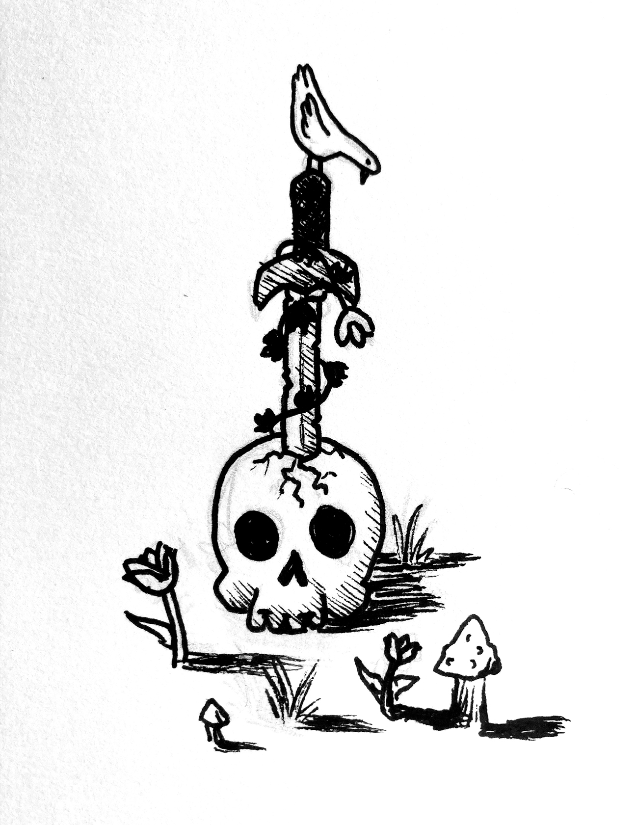 skull with sword through it