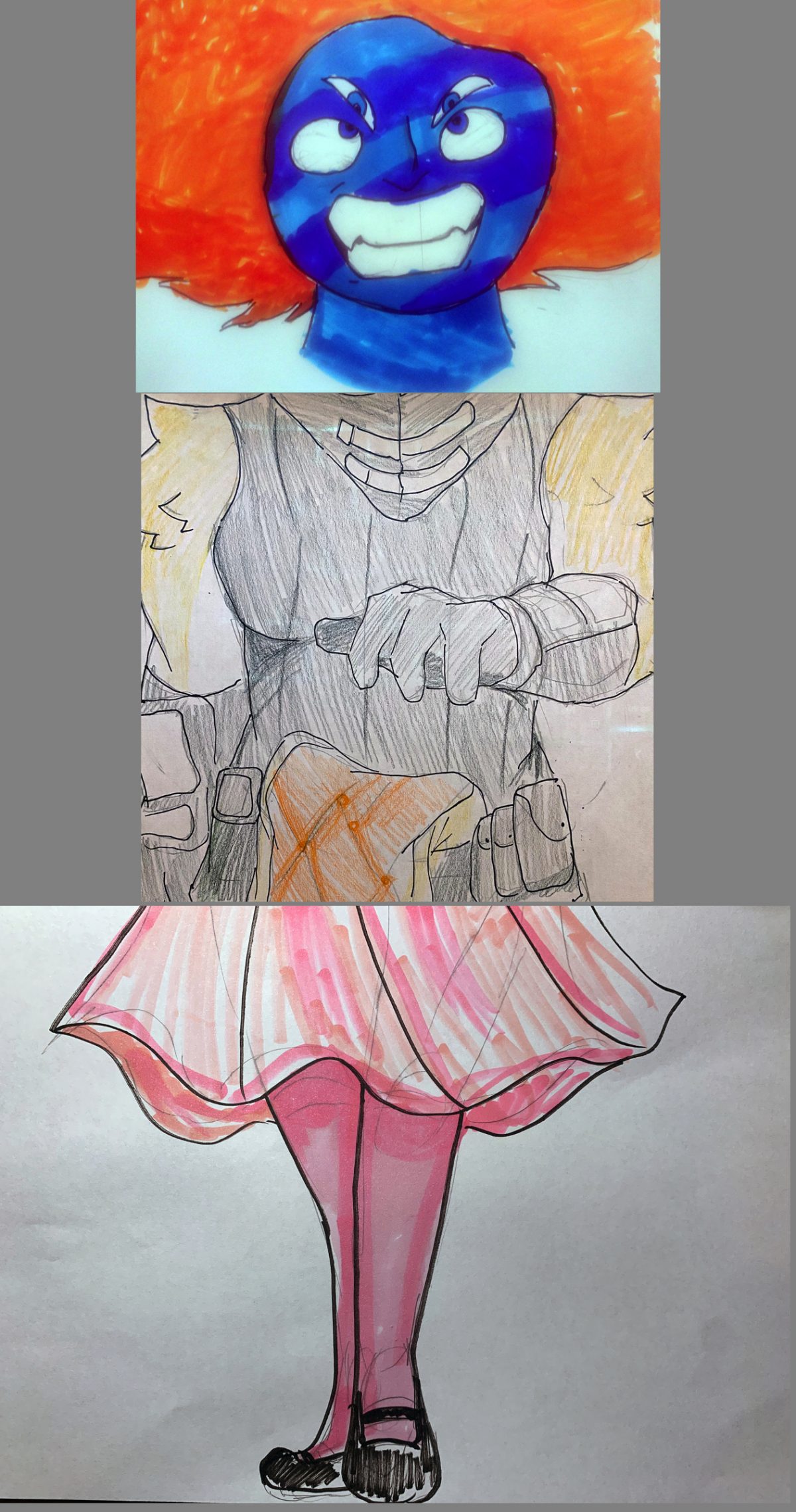 A 3 person collaborative drawing.