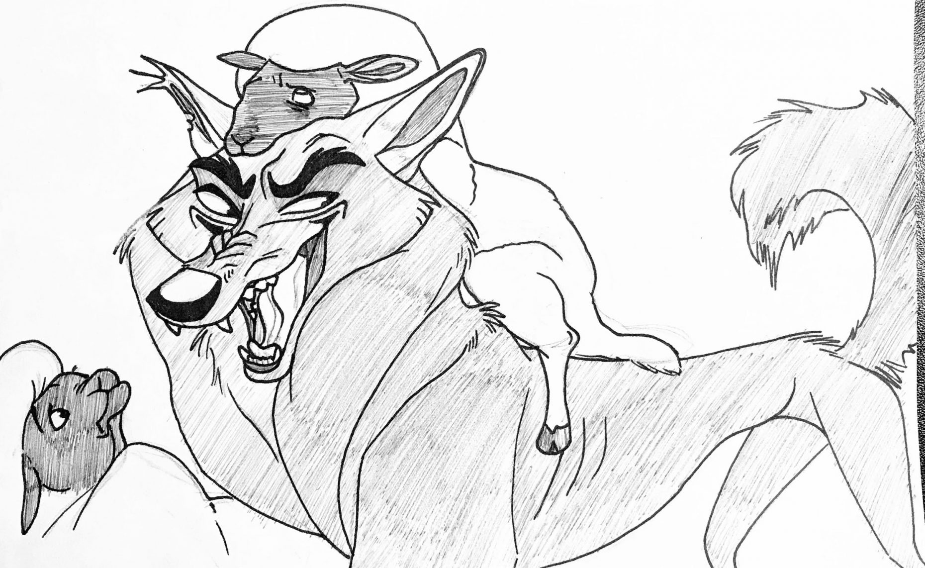 wolf with sheep on its back